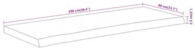 tömör akácfa téglalap alakú asztallap 100 x 40 x 2,5 cm