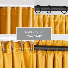 Sárga bársony dimout (részleges sötétítő) függöny 140x270 cm Pleat – Restilo