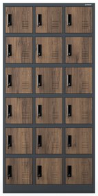 Zárható szekrény KAROL, 900 x 1850 x 400 mm, Eco Design: antracit/dió