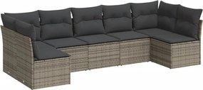 vidaXL 7 részes szürke polyrattan kerti ülőgarnitúra párnákkal