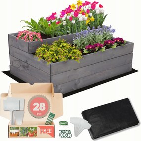 Zöldségtartó láda emeletes virágtartó ágyás impregnált 36x90x60