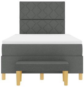 Box Spring Ágy Matraccal és Pad Sötétszürke 120x190 cm Textil