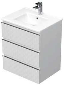 Fürdőszobaszekrény mosdóval SAT Cube Way 60x71x46 cm fehér matt CUBE3D603ZBMOD