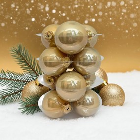 Champagne pezsgőszínű üveg karácsonyi gömb szett 12*6cm