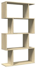 4 szintes sonoma tölgy fa elválasztó könyvespolc 70x24x129 cm