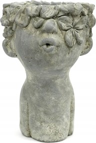 Virágtartó Szürke Arc 25x17cm Beton Fej