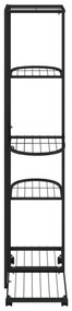 5-szintes fekete vas virágtartó állvány kerekekkel 44x23x100 cm