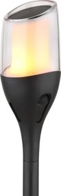 Globo 36704 Solar lámpa, műanyag fekete matt, műanyag átlátszó, műanyag fehér, nyomáskapcsoló, tűzhatás, akkumulátorral: AA 800mAh 1,2V, IP44, ø: 75mm, M: 645mm, 2 magasság lehetséges, 64,5 cm vagy 47 cm, tartozék:12x LED 0,2 W 3V, 1600K