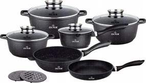 Zilner alumínium edénykészlet 12 részes serpenyővel, serpenyővel