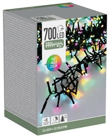 Macaron kültéri fényfüzér, 14 m, 700 LED, színek(zöld, narancs, kék, rózsaszín), időzítő, IP44, 14 m