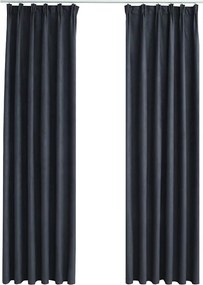 vidaXL 2 db antracitszürke sötétítőfüggöny kampókkal 140 x 225 cm