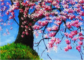 Kép festett cseresznyevirágok (üvegen) (70x50 cm)