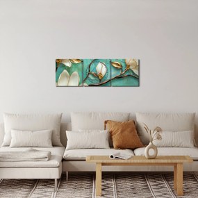 Kép - 3D magnóliák (órával) (90x30 cm)