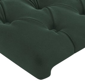 sötétzöld bársony LED-es fejtámla 90x7x118/128 cm
