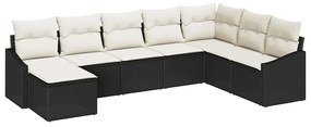vidaXL Kanapé Szett párnával 8 pcs Fekete polirattan