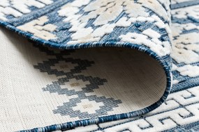Szőnyeg Structural BOTANIC 65252 Boho, lapos szőtt az erkélyen, teraszon - sötétkék