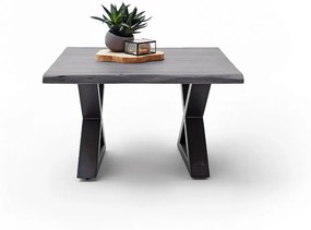 CARTAGENA dohányzó asztal akácfa 75x75cm - X alakú antracit szürke lábbal - Szürke