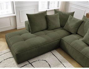 Zöld zsenília sarokkanapé (bal oldali-L alakú) Whesley – Bobochic Paris