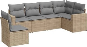 vidaXL 6 részes bézs polyrattan kerti ülőgarnitúra párnával