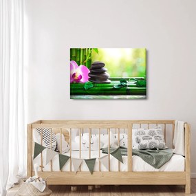 Kép a masszázs kövek és orchideák a vízen (90x60 cm)