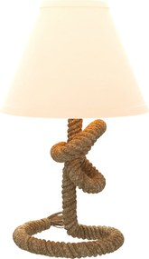 HOMCOM LED Asztali Lámpa Éjjeli Lámpa Fém Alapú Vászon Kötéllel és Anyag Árnyékkal E27 Izzó Max. 40W Melegfehér Fényekhez Fekvőhelyiségbe Ø28x45.5cm B