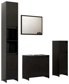 4 részes fekete forgácslap fürdőszobai bútorszett