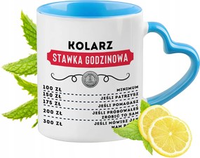 Kék bögre szív alakú füllel kerékpárosoknak Ideális ajándék