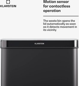 Klarstein Touchless, szenzoros szemétkosár, 60 l, rozsdamentes acélból, Soft-Close záródás, elemmel működő, LED kijelző, időzítő