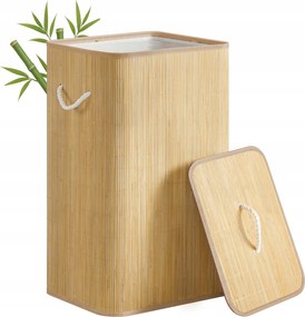 Bambusz szennyestartó kosár játék fedéllel tároló nagy 72l-es láda