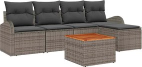 vidaXL Kerti Kanapé Szett párnával 6 pcs Szürke polirattan