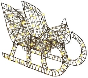 Rénszarvas húzta szán Meleg fehér 70 x 26 x 128.5 cm Rattan