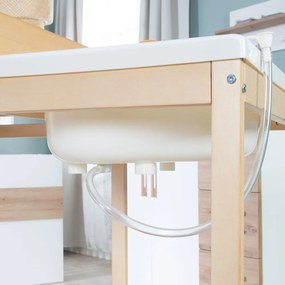 Fehér-natúr színű pelenkázó feltét nyírfa dekorral Baby Pool – Roba