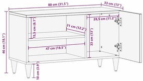 TV szekrény ajtóval Világosbarna 80 x 33 x 46 cm tömör mangófa