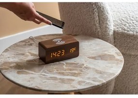 Karlsson 5933DW LED-es ébresztőóra/óra töltővel 15 cm, barna