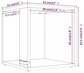 szürke sonoma színű szerelt fa kisasztal 33x33x34,5 cm
