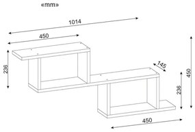 Fali polc SELENE 45x101,4 cm fehér