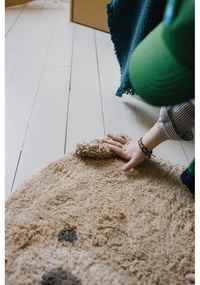 Bézs mosható kézi szövésű pamut gyerek szőnyeg 120x122 cm Bear – Lorena Canals