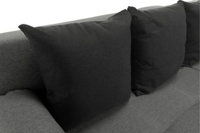 Sarokülőgarnitúra, J allású, ágyfunkcióval, szövet szürke/ párnák fekete, MEXX