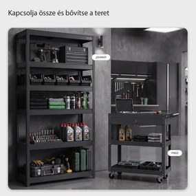 Műhelyi szerszámkocsi fiókkal, görgőkön, antracit, 800x800x380 mm: FRED
