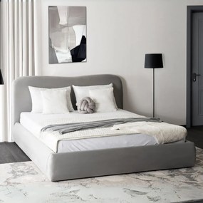 Kárpitozott Franciaágy Szürke Színben Ágynemütartóval. 160x200 BRISTOL