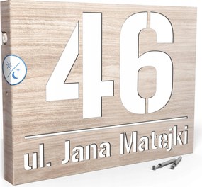 Megvilágított Házszám Címtábla 40X30 CM Szürkület Érzékelővel