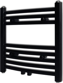 vidaXL Fekete fürdőszobai íves törölközőtartó központi fűtéssel 480x480 mm