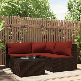 vidaXL 4 részes barna polyrattan kerti ülőgarnitúra párnákkal