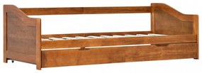 mézbarna fenyőfa kihúzható kanapéágy keret 90 x 200 cm