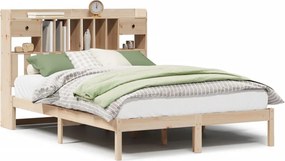 vidaXL tömör fenyőfa könyvespolcos ágy matrac nélkül 140 x 200 cm