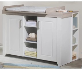 Fehér alacsony gyerek komód pelenkázó feltéttel szilfa dekorral 120x98 cm Felicia – Roba