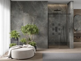 Mexen OMEGA tolózuhanyajtó 160 cm, fekete-átlátszó, 825-160-000-70-00