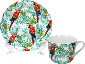 Porcelán reggeliző csésze csészealjjal Virágok 390ml