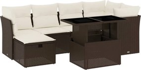 vidaXL 7 részes barna polyrattan kerti ülőgarnitúra párnákkal