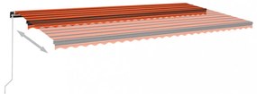 narancs és barna kézzel kihúzható LED-es napellenző 600x350 cm